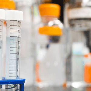 vials in a lab with blurred background
