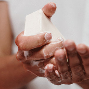 washing hands with soap
